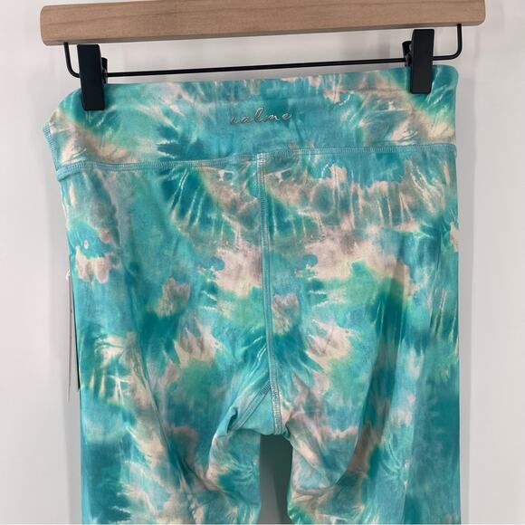 JOHNNY WAS x CALME Paddle Pants (Leggings) Aqua Keys Blue Tie Dye Gym Medium NWT - Picture 7 of 15